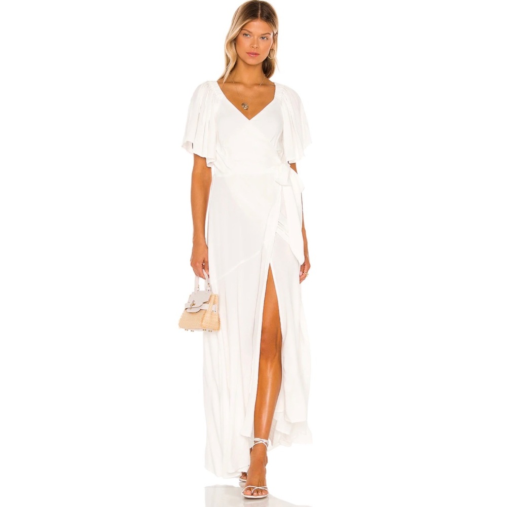 LSPACE White Wrap Maxi Cover Up Dress